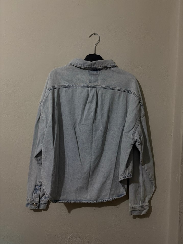 Gri Düğmeli Kadın Denim Ceket - Görsel 3