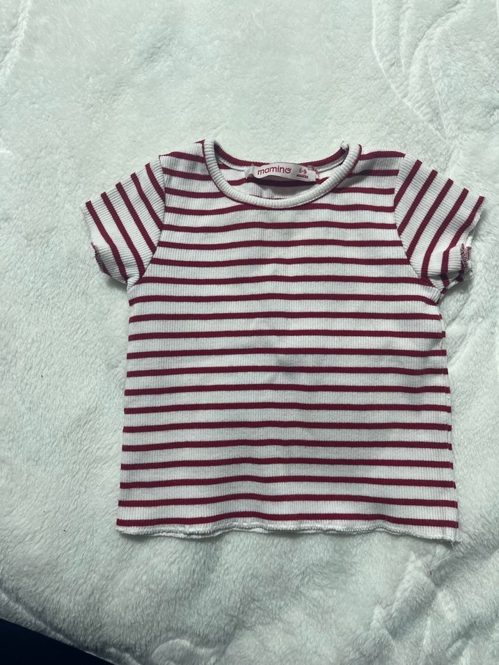 Kız Bebek Kırmızı Örgü Hırka ve Çizgili Takım - Görsel 4