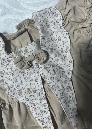 Bej Kız Çocuk Keten Elbise - Görsel 2