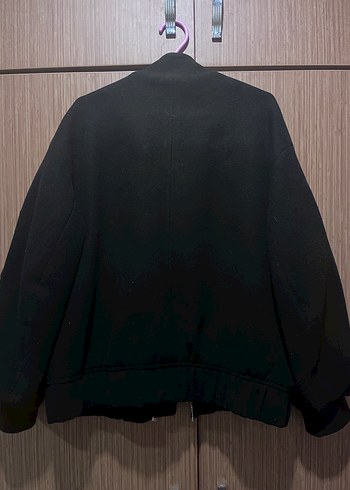 Kadın Siyah Fermuarlı Midi Ceket - Görsel 2