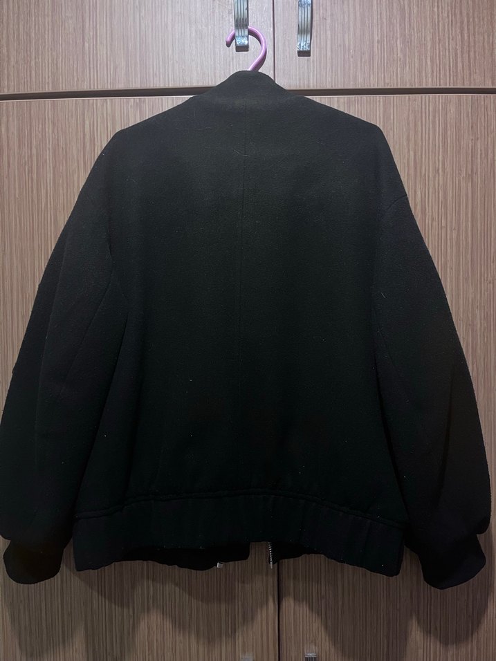 Kadın Siyah Fermuarlı Midi Ceket - Görsel 2