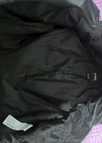 Pull and bear Kadın Siyah Deri Biker Ceket - Görsel 3