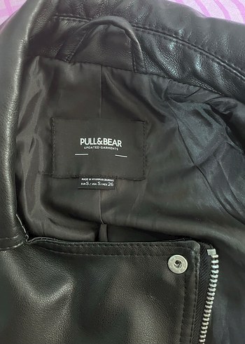 Pull and bear Kadın Siyah Deri Biker Ceket - Görsel 7