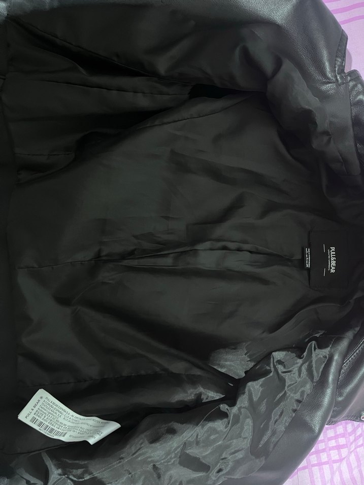 Pull and bear Kadın Siyah Deri Biker Ceket - Görsel 3