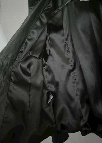 Kadın Siyah Deri Biker Ceket - Görsel 3