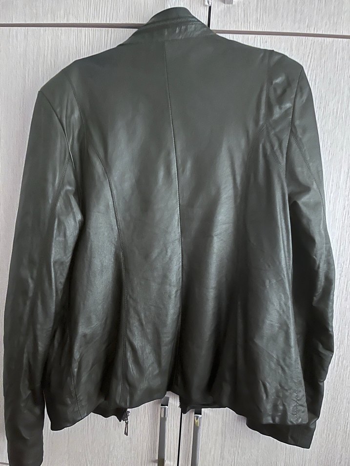 Kadın Siyah Deri Biker Ceket - Görsel 2