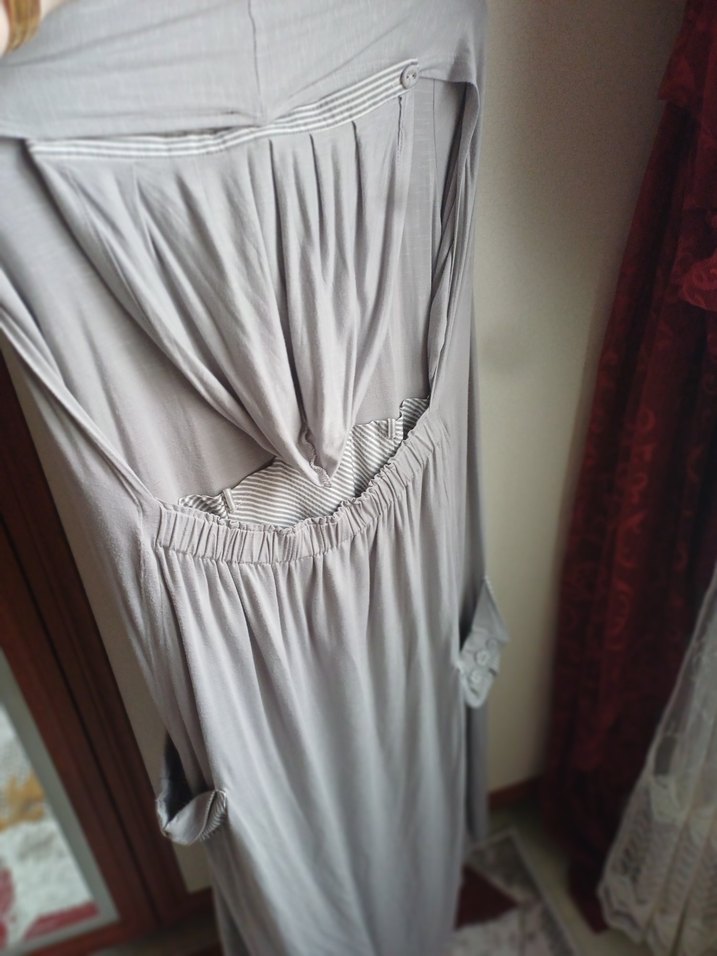 Gri Uzun Düğmeli Kadın Elbise - Görsel 4