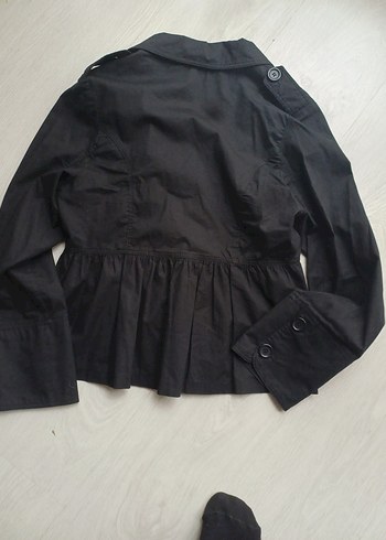 Düğmeli Siyah Keten Kadın Ceket - Görsel 2