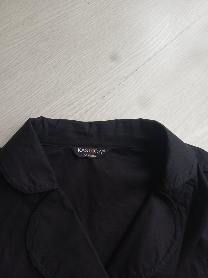 Düğmeli Siyah Keten Kadın Ceket - Görsel 4