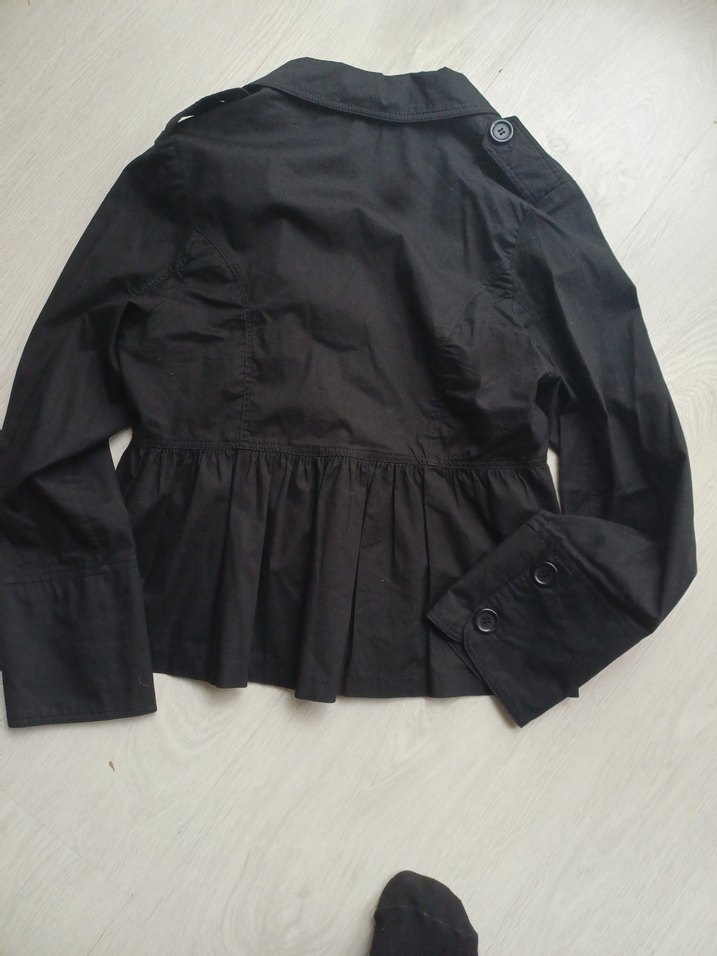 Düğmeli Siyah Keten Kadın Ceket - Görsel 2