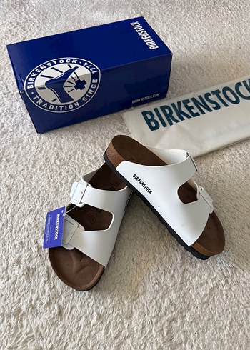 Birkenstock Arizona Uniex Terlik -Beyaz Deri