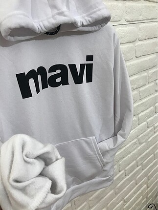 l Beden Mavi Kapüşonlu Sweatshirt