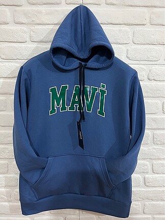 Mavi Renk Kapüşonlu Sweatshirt