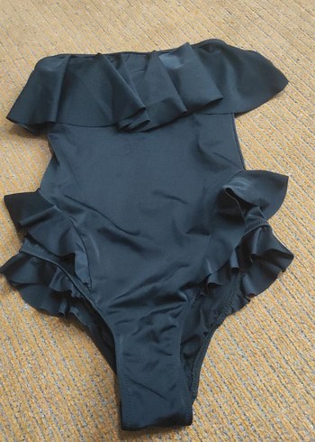 Kadın siyah Fırfırlı Strappy Mayo