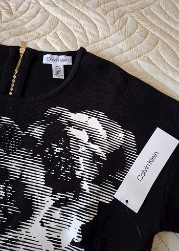 Calvin Klein Siyah Beyaz Grafik Triko Kazak