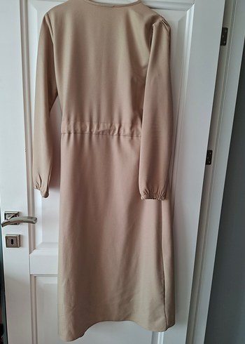 Bej Uzun Kesim V Yaka Lohusa Sabahlık - Görsel 2