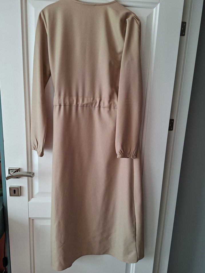 Bej Uzun Kesim V Yaka Lohusa Sabahlık - Görsel 2