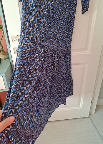 Mavi Bohem Uzun Piliseli Elbise - Görsel 2