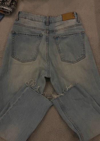 Kadın Bej Denim Geniş Kesim Midi Jean - Görsel 2