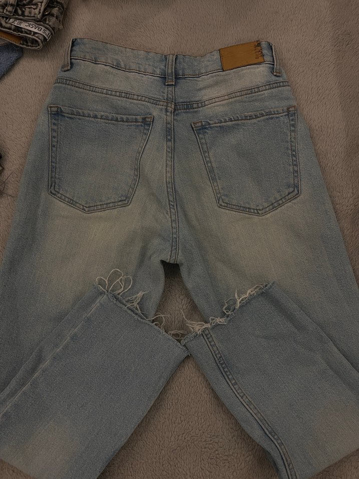 Kadın Bej Denim Geniş Kesim Midi Jean - Görsel 2