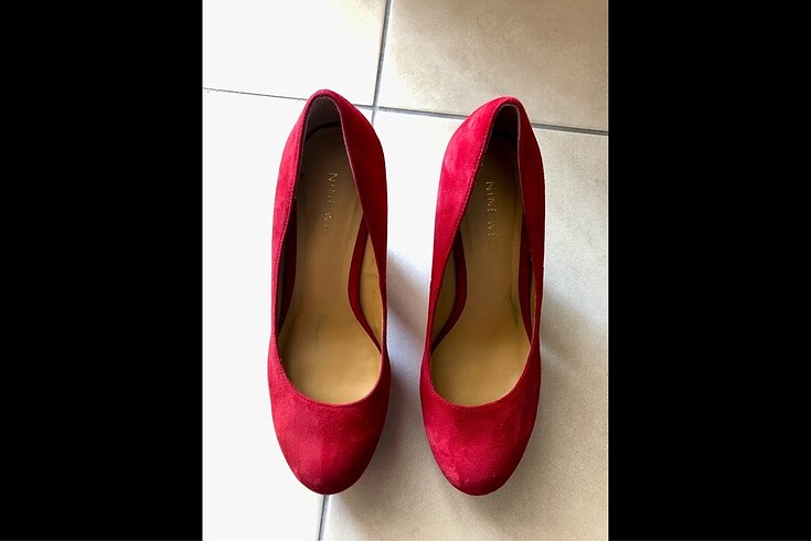 36 Beden Nine West platform topuk, kırmızı, süet kadın ayakkabı