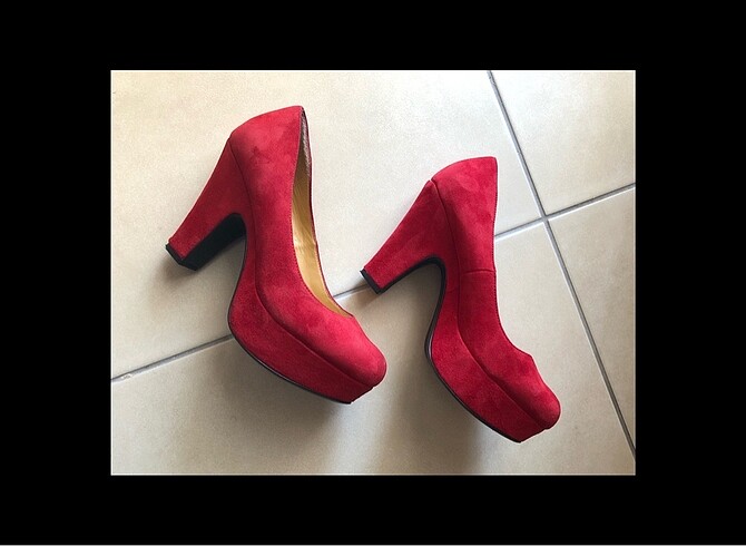 Nine West Nine West platform topuk, kırmızı, süet kadın ayakkabı