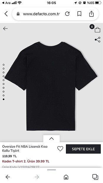 Defacto NBA lisanslı siyah tshirt