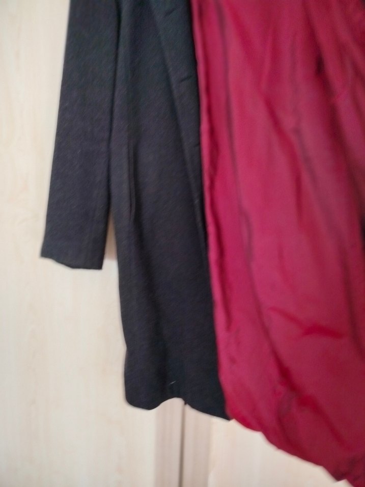 Düğmeli siyahUzun Kadın Kaban - Görsel 3