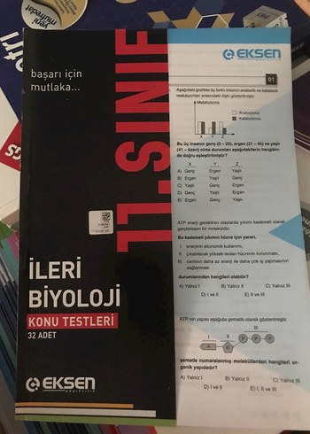 11. Sınıf İleri Biyoloji Konu Testleri 32 Adet