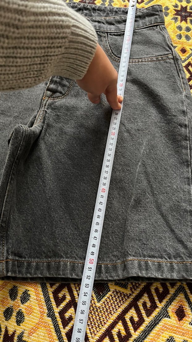 Kadın Siyah Denim Salaş Mini Şort - Görsel 4