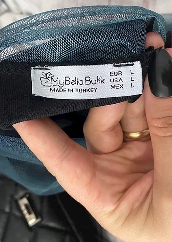 l Beden Lacivert Drapeli Uzun Kollu Uzun Elbise