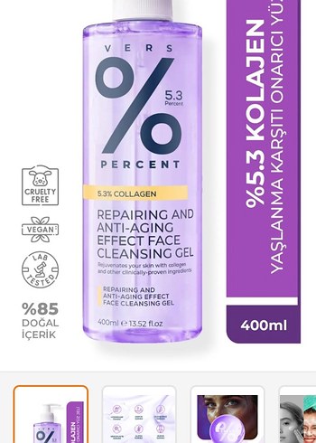 %5,3 Kolajen İçeren Onarıcı Yüz Temizleme Jeli 400ml