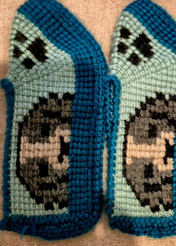 Erkek Örgü Nakışlı Lacivert Ev Botları - Görsel 4