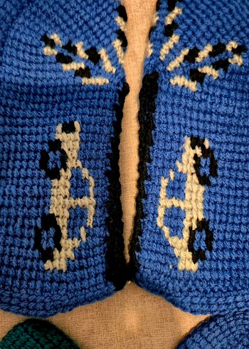 Erkek Örgü Nakışlı Lacivert Ev Botları - Görsel 3