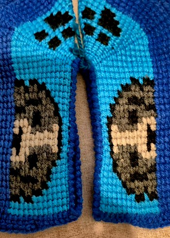 Erkek Örgü Nakışlı Lacivert Ev Botları - Görsel 2