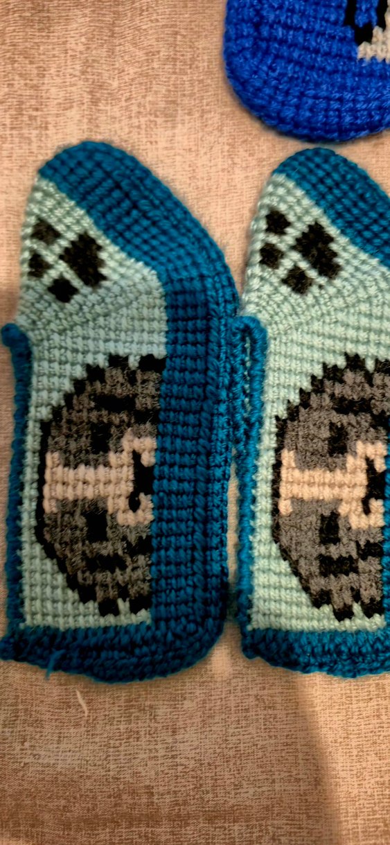 Erkek Örgü Nakışlı Lacivert Ev Botları - Görsel 4