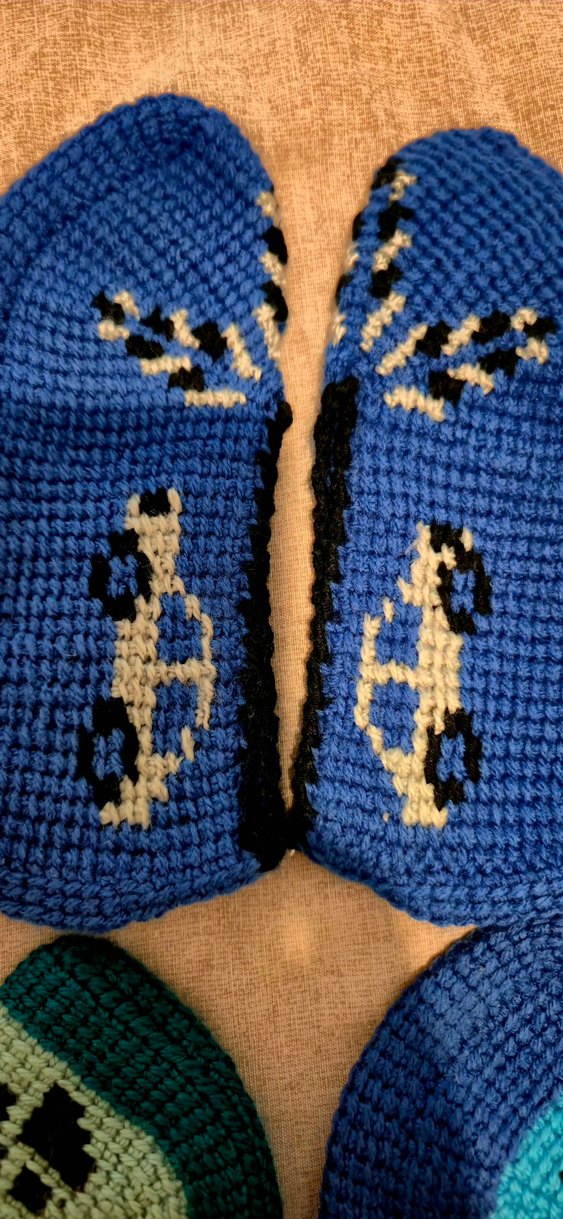 Erkek Örgü Nakışlı Lacivert Ev Botları - Görsel 3