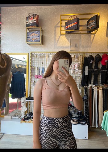 Pembe Fitilli Crop Top