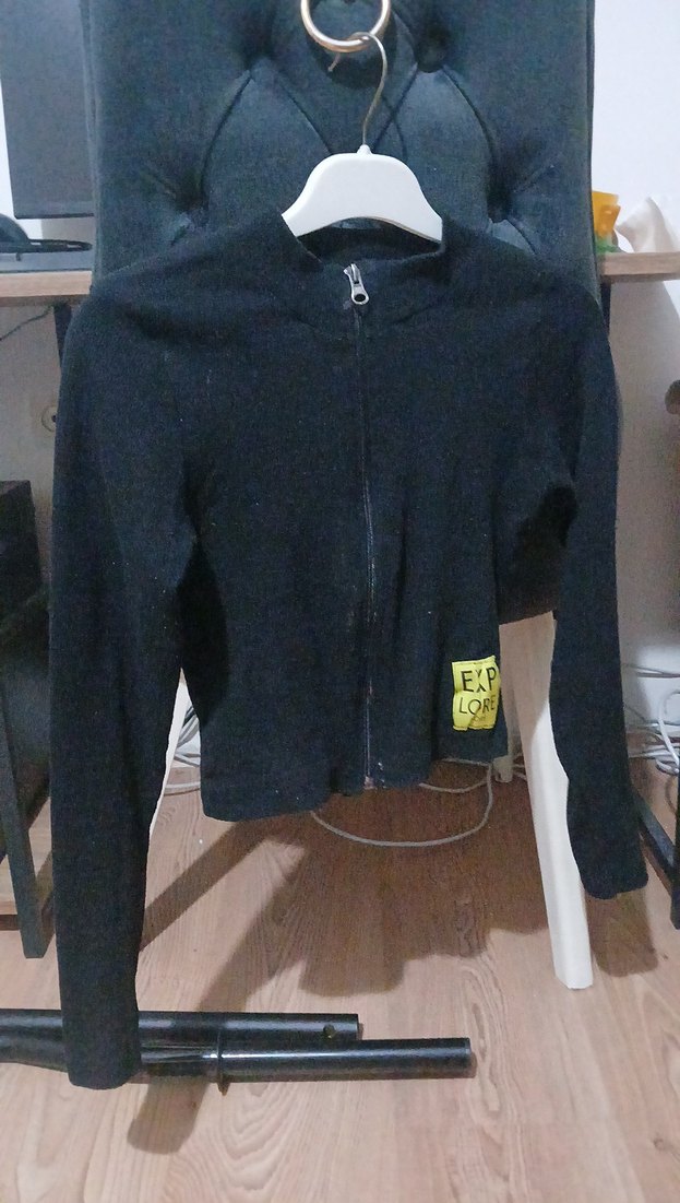 Siyah Fermuarlı Uzun Kollu ceket - Görsel 2