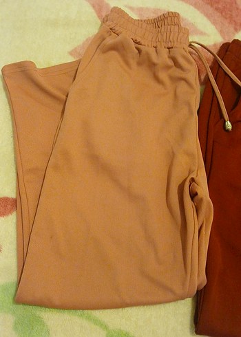 Diğer Kadın Midi Boy Rahat Kesim bordo ve pembe Kumaş Pantolon