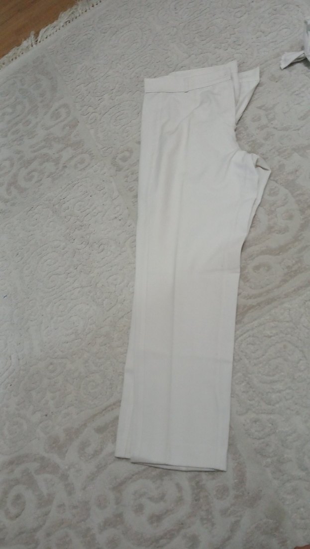 Beyaz kumaş pantolon - Görsel 2