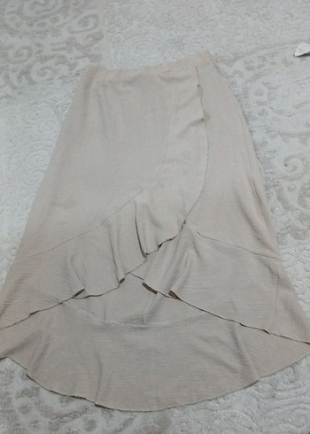 Bej Uzun Keten Salaş Etek - Görsel 2