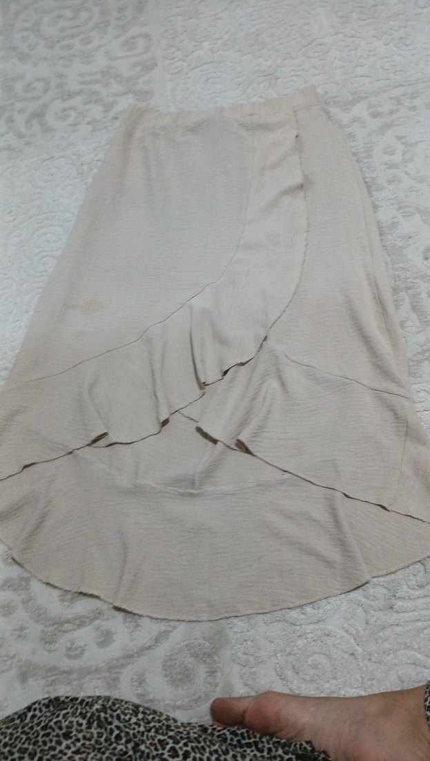 Bej Uzun Keten Salaş Etek - Görsel 3