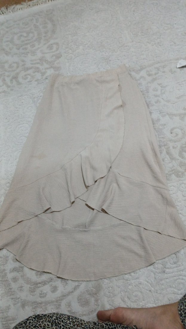 Bej Uzun Keten Salaş Etek - Görsel 2