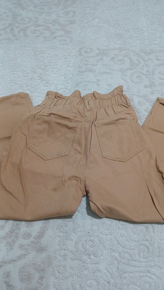 Bej Rahat Kesim Kadın Keten Pantolon - Görsel 2