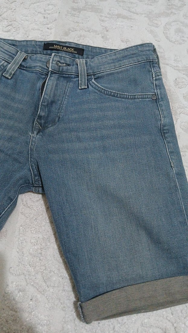 Kadın Gri Mavi Denim Şort - Görsel 3