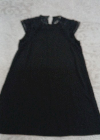 Siyah V Yaka Fırfırlı Midi Elbise - Görsel 2