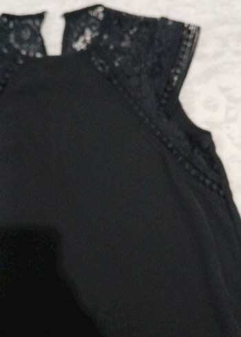 Siyah V Yaka Fırfırlı Midi Elbise - Görsel 5