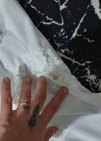 Kadın Uzun Beyaz sabahlık - Görsel 5