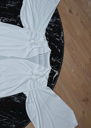 Kadın Uzun Beyaz sabahlık - Görsel 4